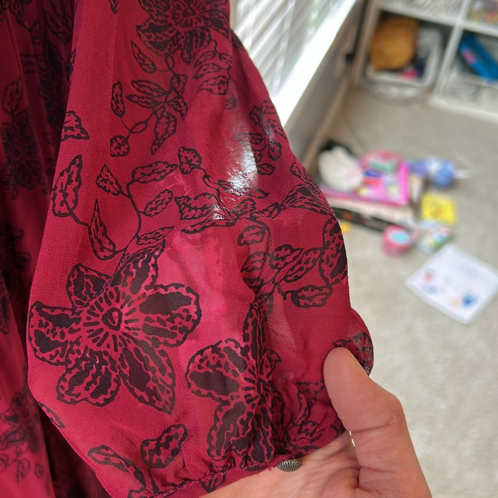 Anthropologie Red Floral Maxi Dress - Picture 7 of 8